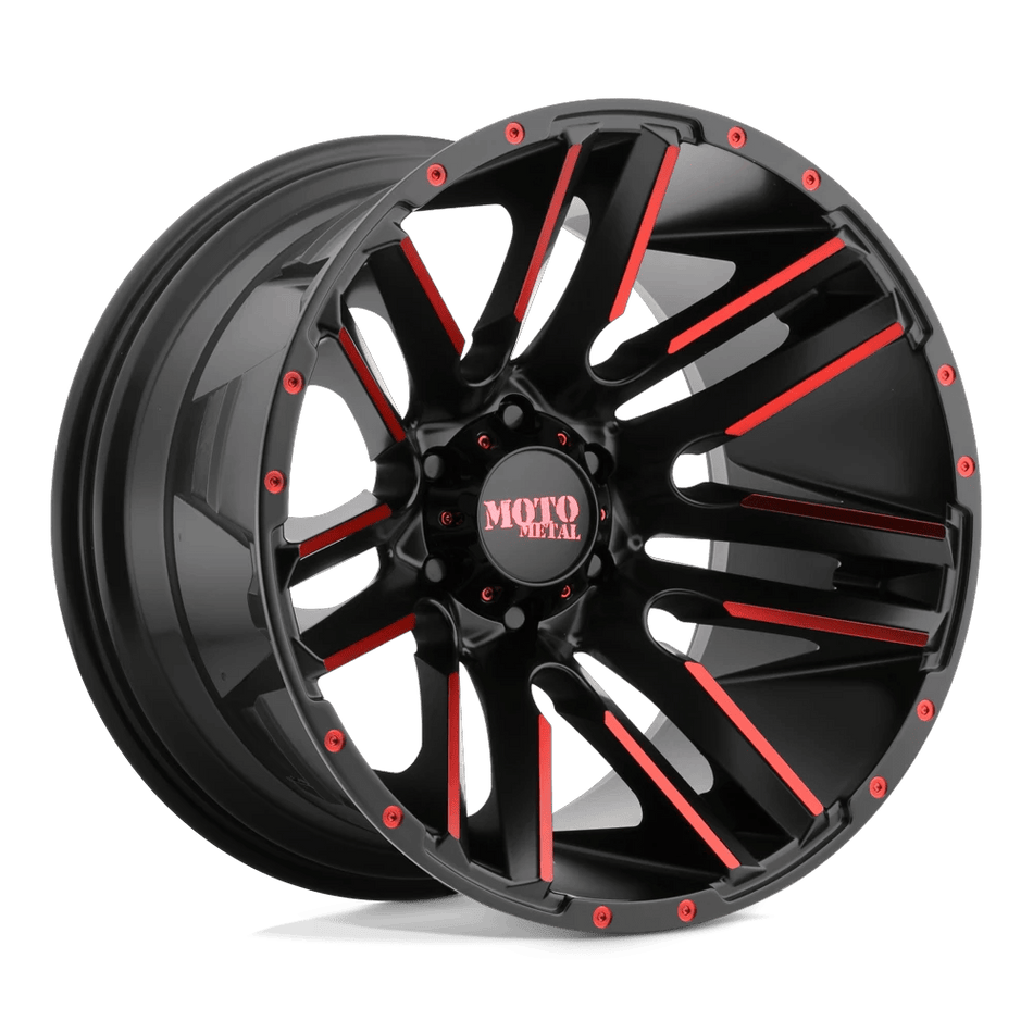 Moto Metal MO978 RAZOR 20x10 ET-42 8x165.1 Satin Black Machined w/ Red Clear Coat