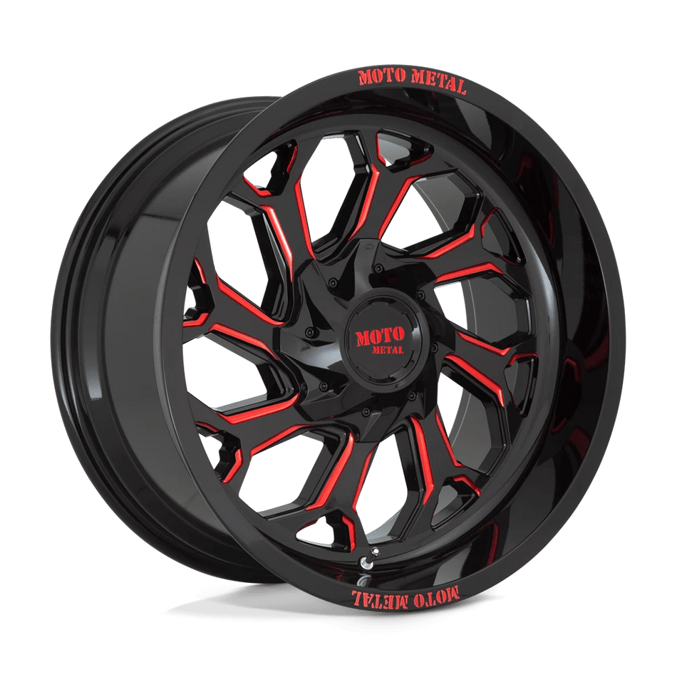 Moto Metal MO999 20x10 ET-18 6x135/5.5 Gloss Black Milled w/ Red Tint