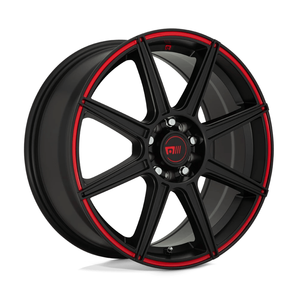 Motegi MR142 CS8 17x7 ET40 5x114.3/120 Satin Black w/ Red Stripe