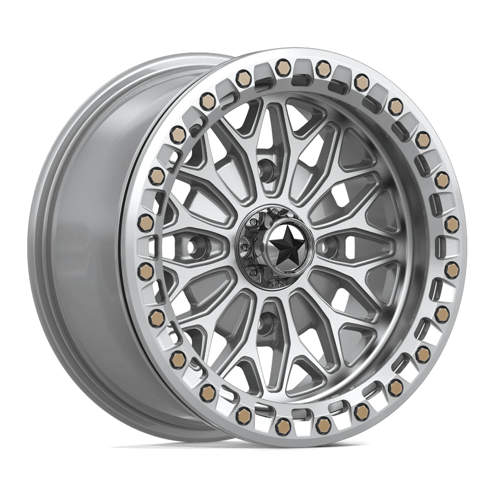 MSA Offroad Wheels MA53 BOLO UTV BEADLOCK 15x7 ET10 4x110 Gloss Silver w/ Machined Face