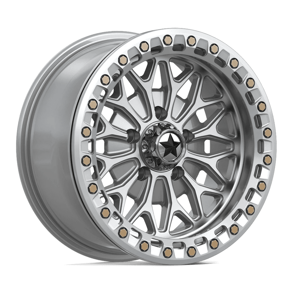 MSA Offroad Wheels MA53 BOLO UTV BEADLOCK 15x7 ET10 5x114.3 Gloss Silver w/ Machined Face
