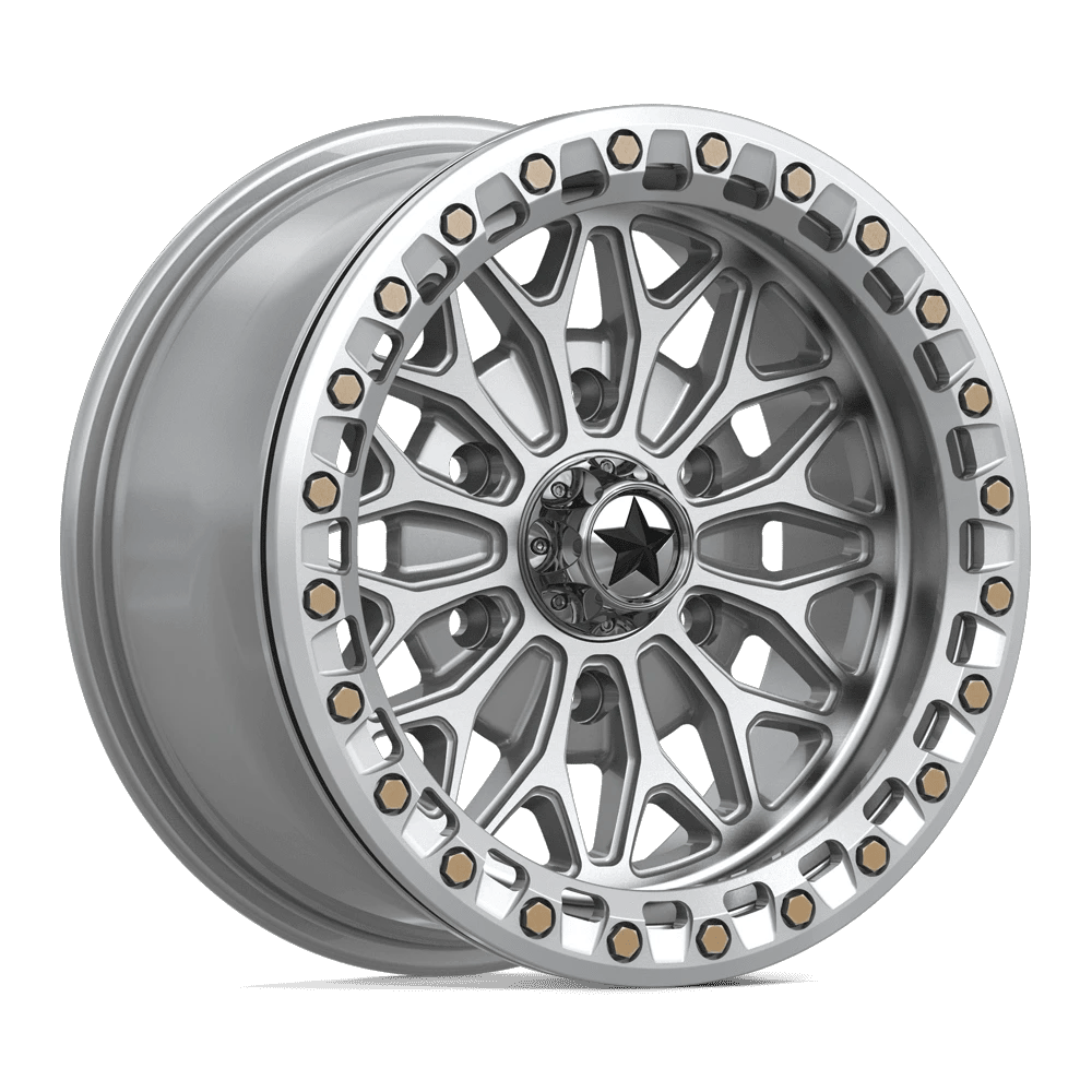 MSA Offroad Wheels MA53 BOLO UTV BEADLOCK 15x7 ET10 6x139.7 Gloss Silver w/ Machined Face