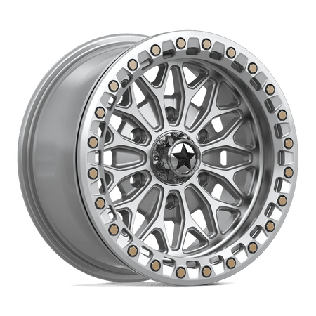 MSA Offroad Wheels MA53 BOLO UTV BEADLOCK 15x7 ET10 6x139.7 Gloss Silver w/ Machined Face