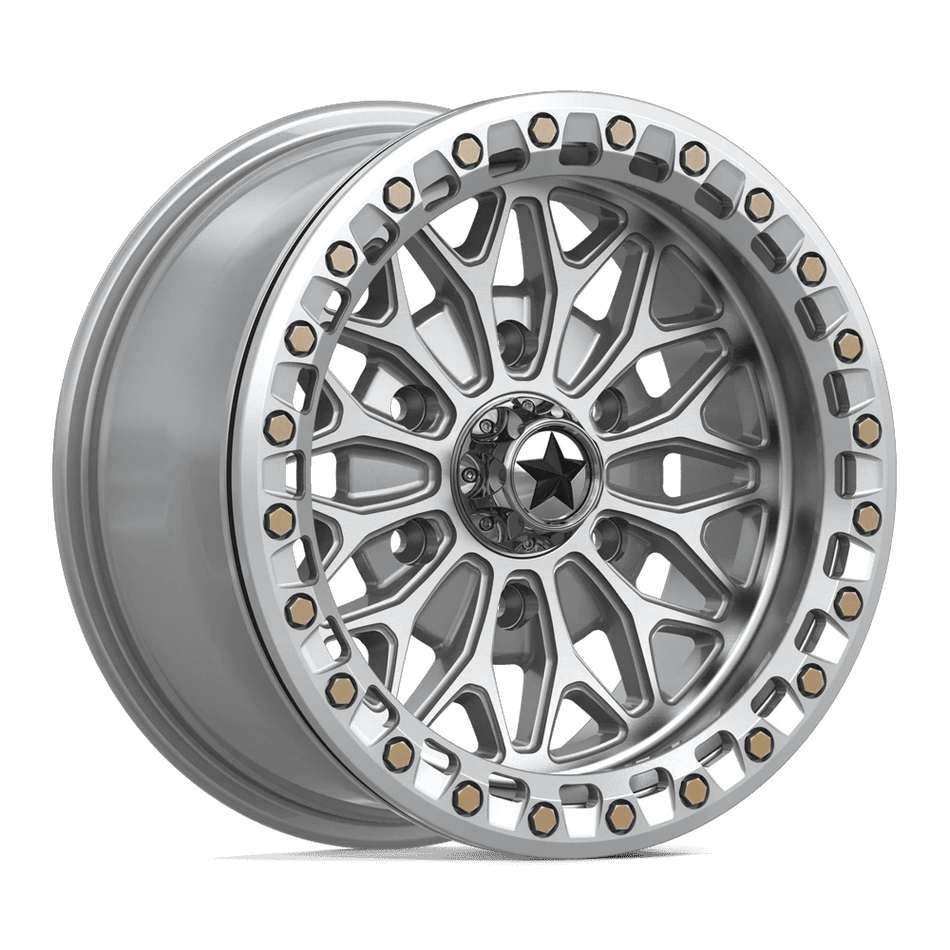 MSA Offroad Wheels MA53 BOLO UTV BEADLOCK 15x7 ET10 6x139.7 Gloss Silver w/ Machined Face