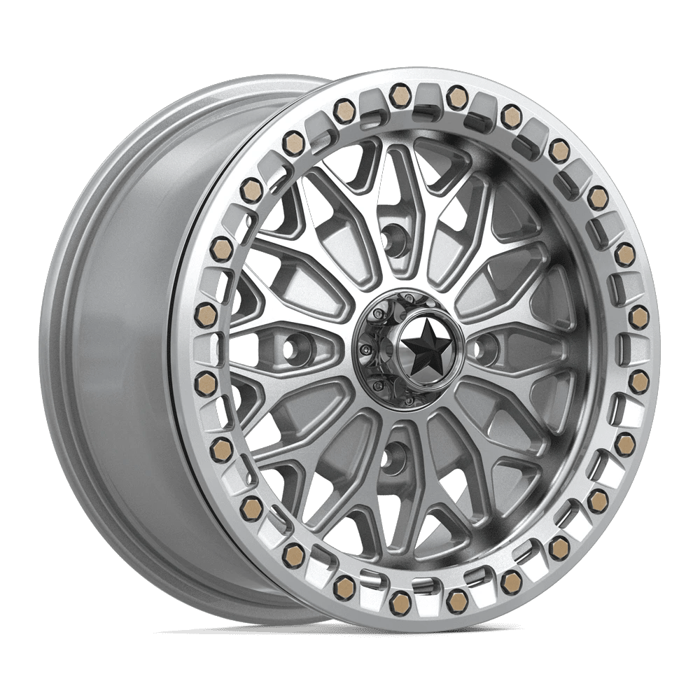 MSA Offroad Wheels MA53 BOLO UTV BEADLOCK 15x7 ET38 4x156 Gloss Silver w/ Machined Face