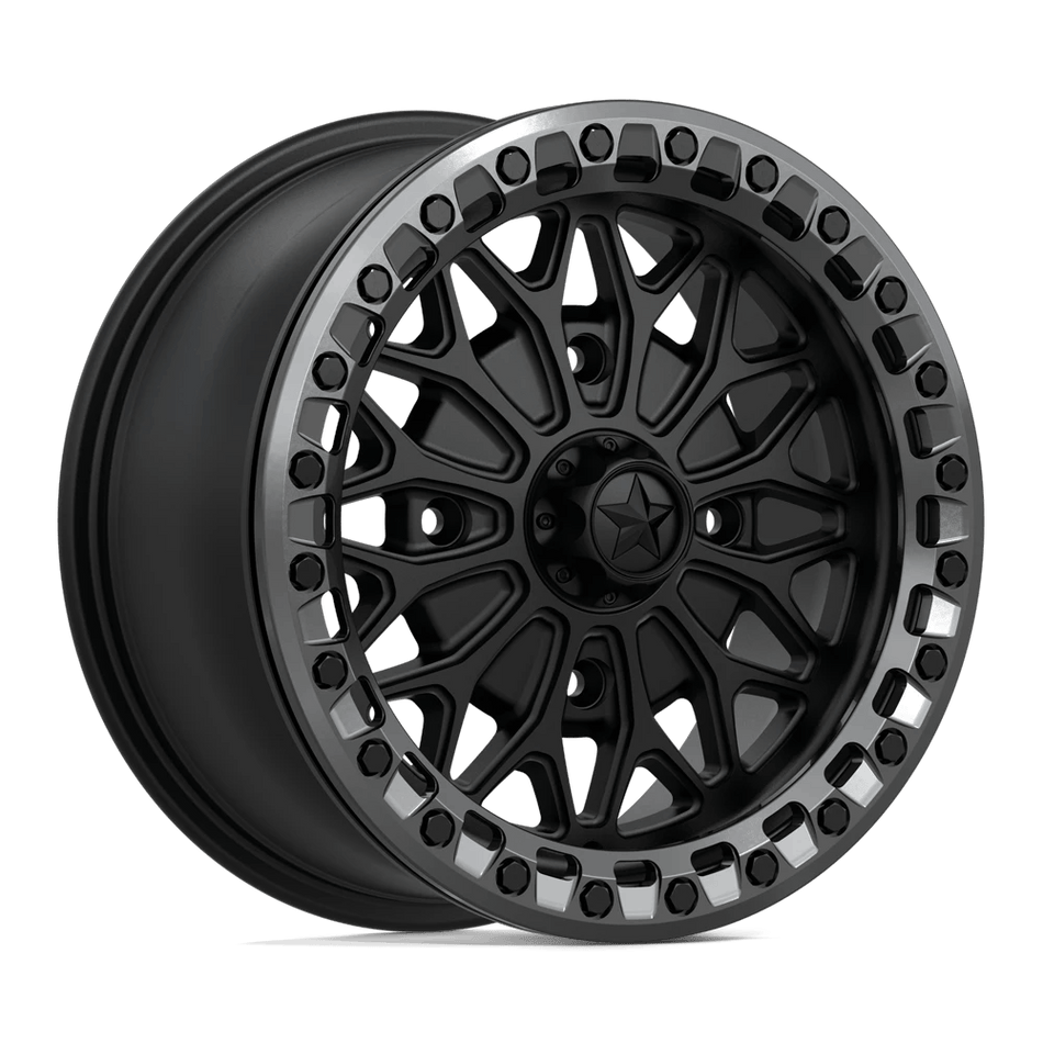 MSA Offroad Wheels MA53 BOLO UTV BEADLOCK 15x7 ET38 4x137 Matte Black w/ Gloss Gunmetal Ring