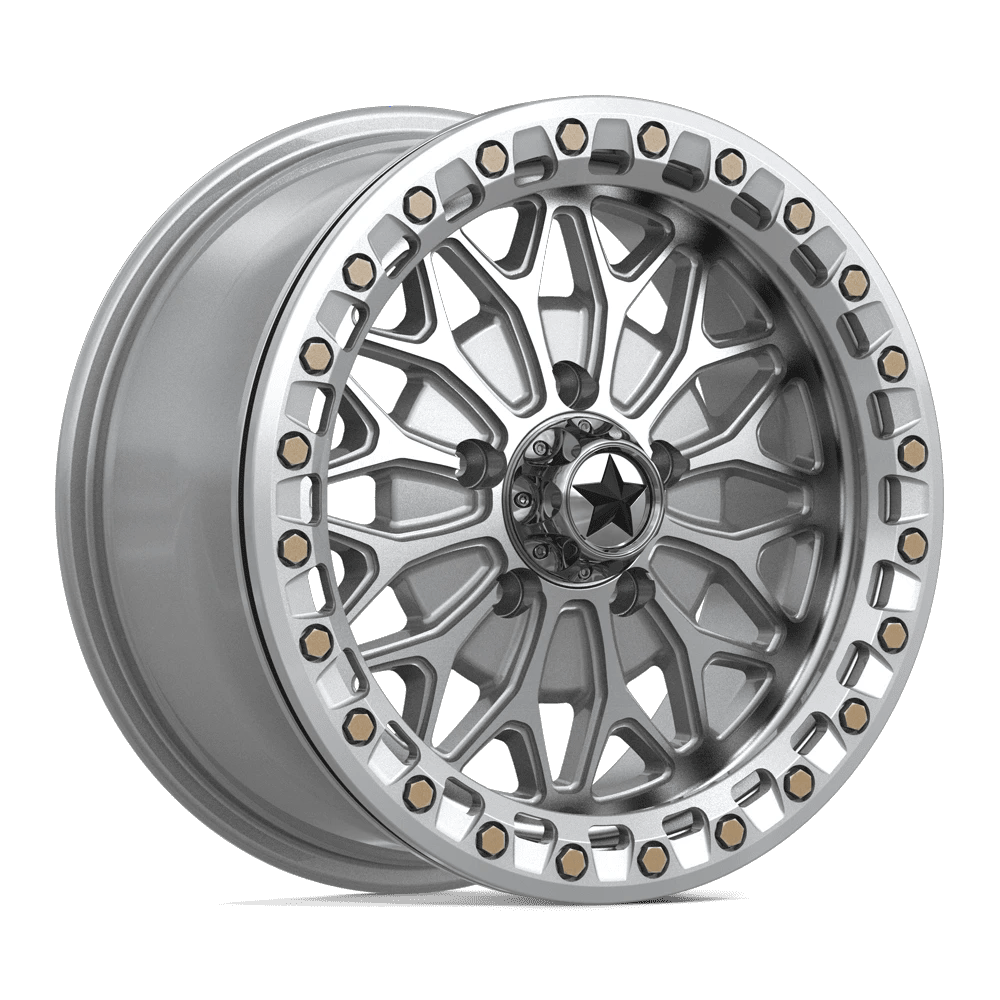 MSA Offroad Wheels MA53 BOLO UTV BEADLOCK 15x7 ET38 5x114.3 Gloss Silver w/ Machined Face