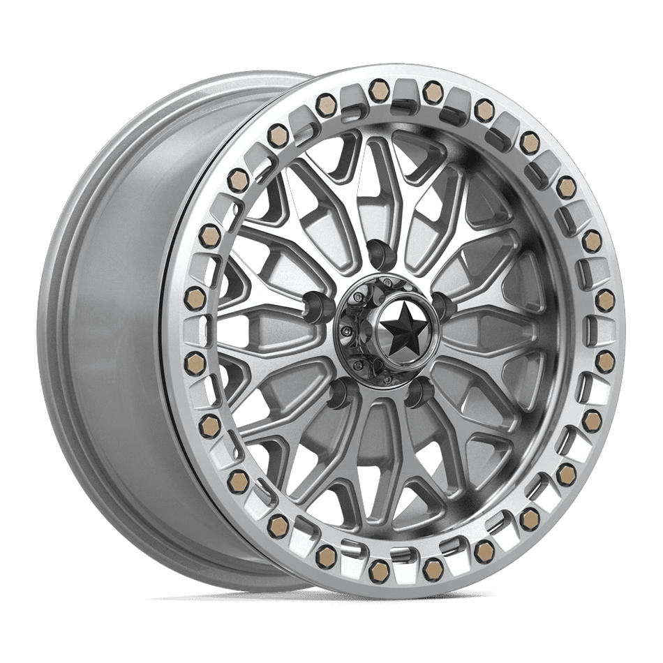 MSA Offroad Wheels MA53 BOLO UTV BEADLOCK 15x7 ET38 5x114.3 Gloss Silver w/ Machined Face