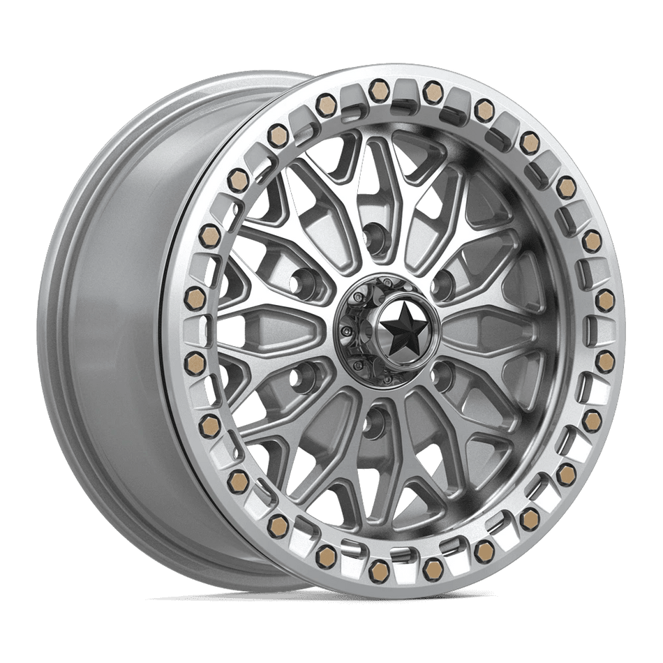 MSA Offroad Wheels MA53 BOLO UTV BEADLOCK 15x7 ET38 6x139.7 Gloss Silver w/ Machined Face