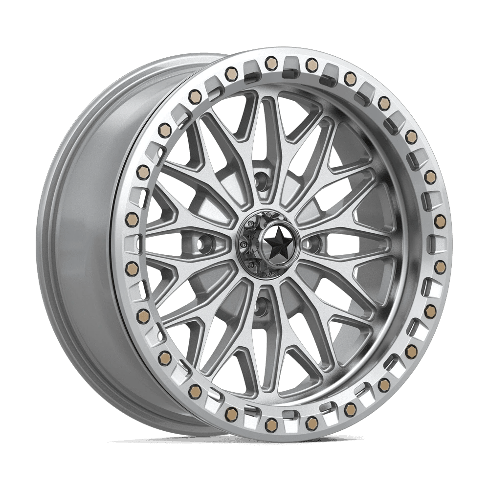 MSA Offroad Wheels MA53 BOLO UTV BEADLOCK 18x7 ET10 4x137 Gloss Silver w/ Machined Face