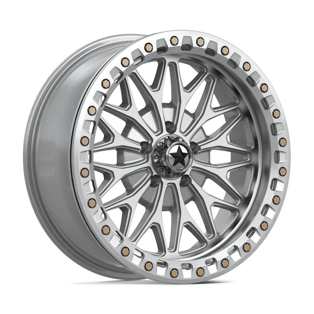 MSA Offroad Wheels MA53 BOLO UTV BEADLOCK 18x7 ET10 5x114.3 Gloss Silver w/ Machined Face