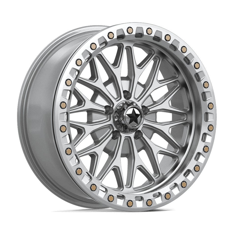 MSA Offroad Wheels MA53 BOLO UTV BEADLOCK 18x7 ET10 5x114.3 Gloss Silver w/ Machined Face