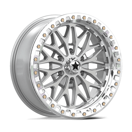MSA Offroad Wheels MA53 BOLO UTV BEADLOCK 18x7 ET10 6x139.7 Gloss Silver w/ Machined Face
