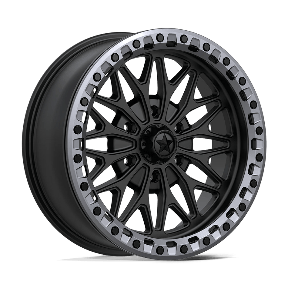 MSA Offroad Wheels MA53 BOLO UTV BEADLOCK 18x7 ET10 6x139.7 Matte Black w/ Gloss Gunmetal Ring