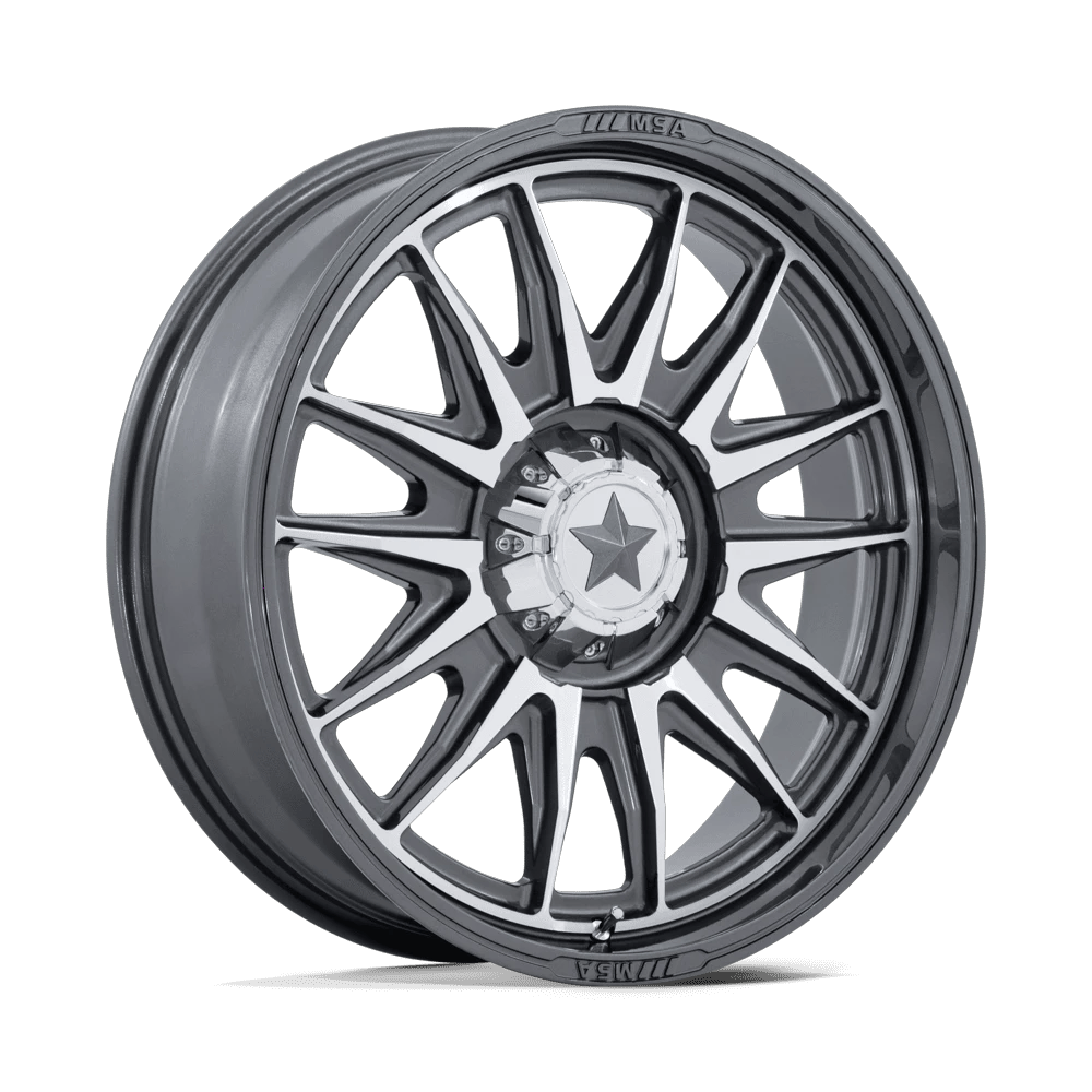 MSA Offroad Wheels M55 COMMANDER UTV 24x7 ET0 4x137/156 Platinum w/ Machined Face