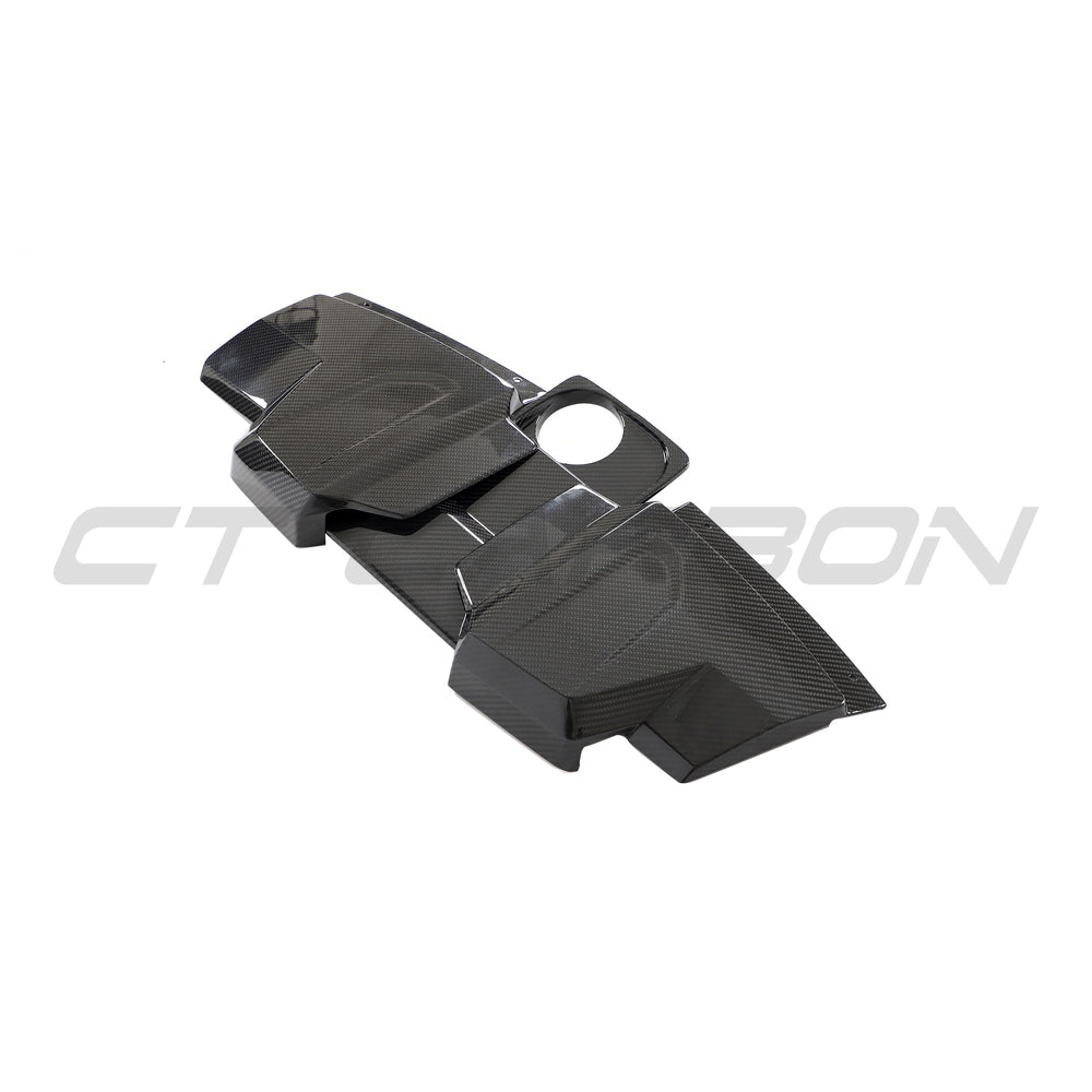 AUDI R8 COUPE 2015-2024 CARBON FIBRE ENGINE & AIR BOX COVER-Accessories-CT CARBON-CT Carbon - High-quality carbon fiber and gloss black aerodynamic parts for premium sports and luxury vehicles.