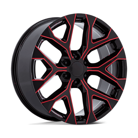 Performance Replicas PR177 24x10 ET24 6x139.7 Gloss Black Milled w/ Red Tint