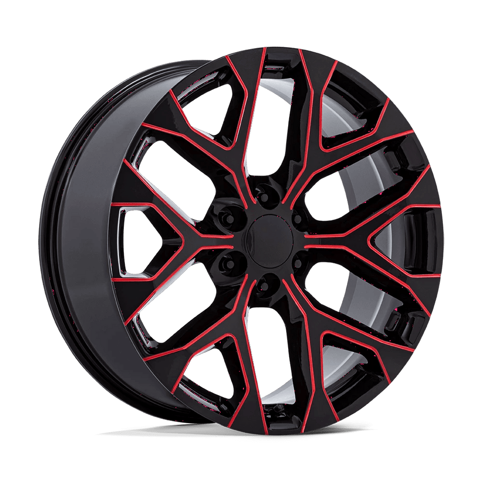 Performance Replicas PR177 20x9 ET24 6x139.7 Gloss Black Milled w/ Red Tint