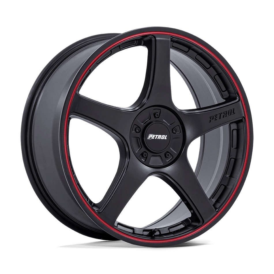 Petrol PE003 P2E 17x8 ET35 BLANK Matte Black w/ Red Lip