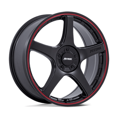 Petrol PE003 P2E 19x8 ET35 BLANK Matte Black w/ Red Lip