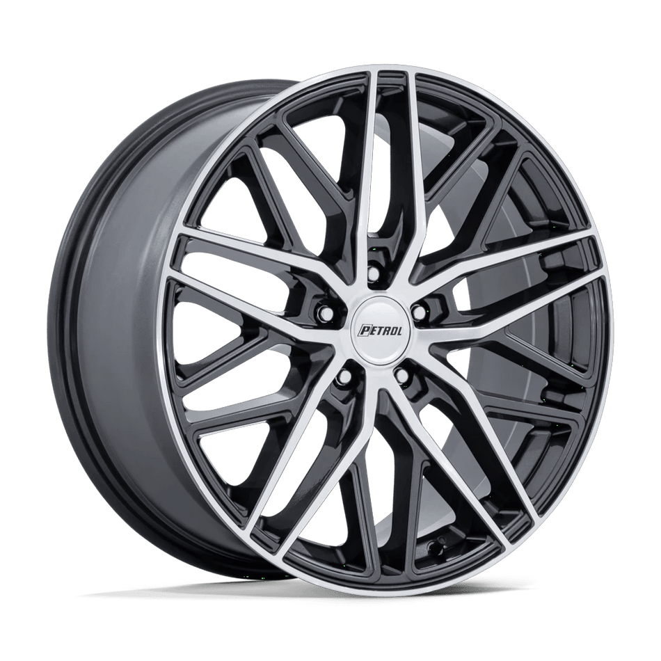 Petrol PE004 P3E 19x8.5 ET40 5x112 Gloss Gunmetal w/ Brushed Machined Face