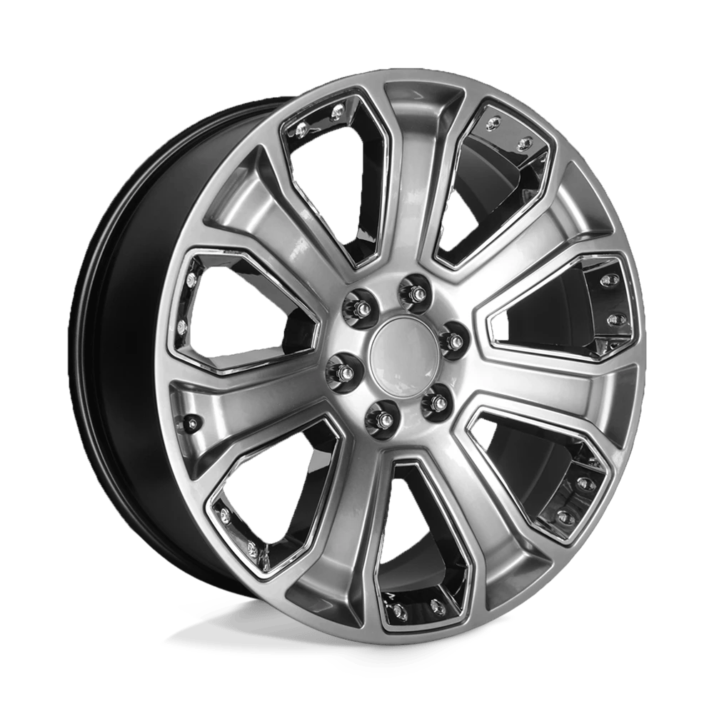Performance Replicas PR113 20x9 ET24 6x139.7 Hyper Silver w/ Chrome Accents