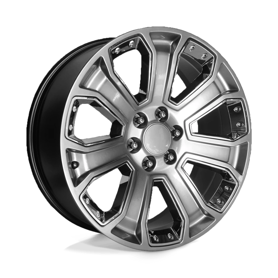 Performance Replicas PR113 20x9 ET24 6x139.7 Hyper Silver w/ Chrome Accents