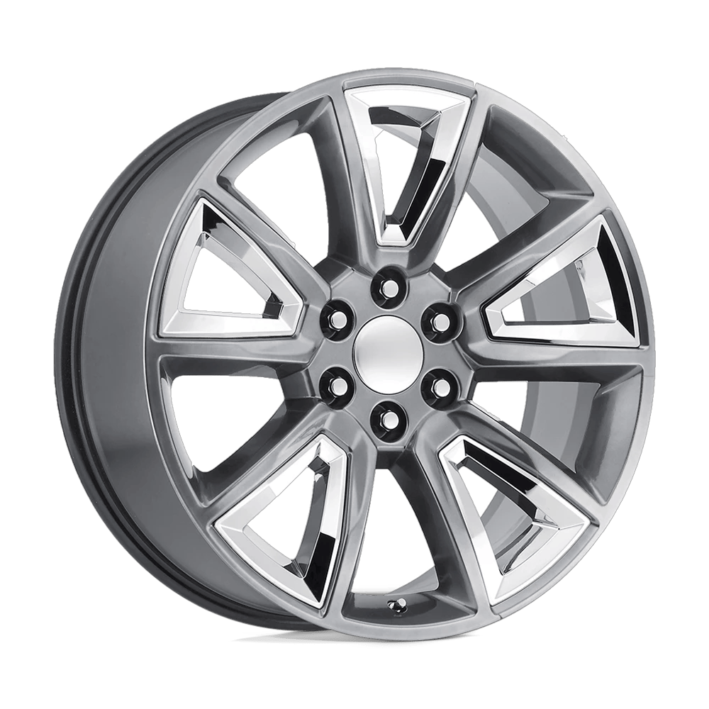Performance Replicas PR168 22x9 ET24 6x139.7 Hyper Silver w/ Chrome Accents