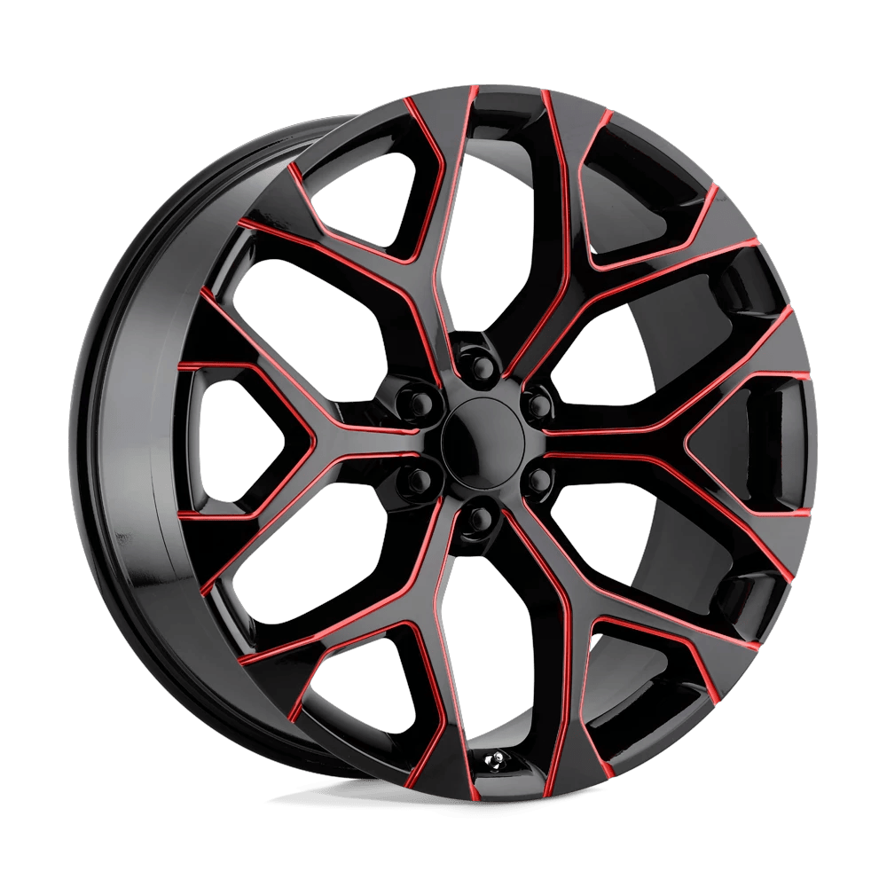 Performance Replicas PR176 24x10 ET24 6x139.7 Gloss Black Milled w/ Red Tint