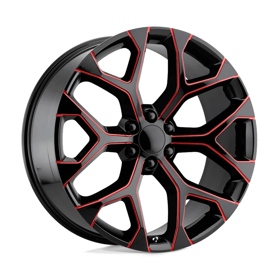 Performance Replicas PR176 22x9 ET24 6x139.7 Gloss Black Milled w/ Red Tint