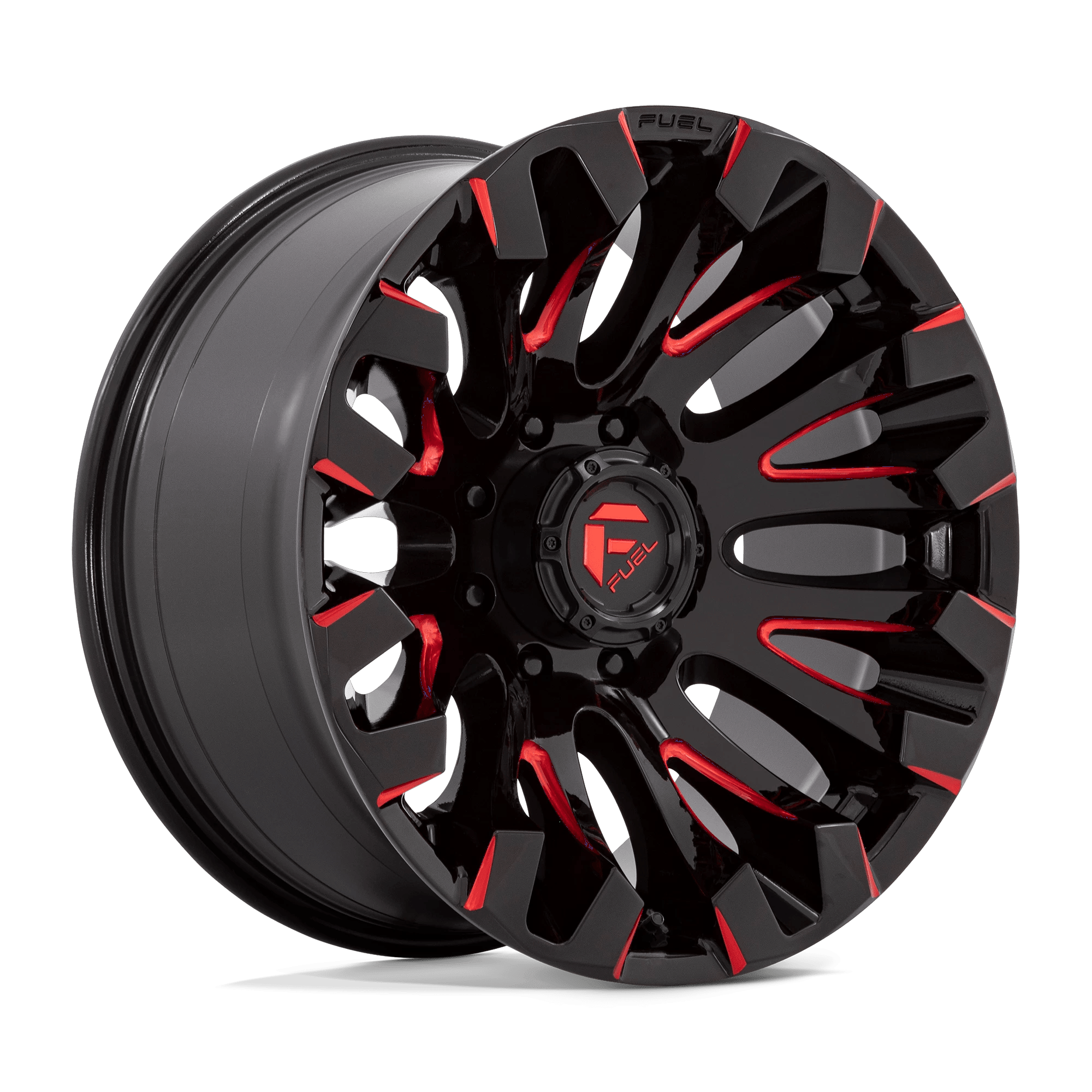 Fuel 1PC D829 QUAKE 20x10 ET-18 8x180 Gloss Black Milled w/ Red Tint