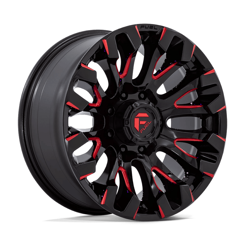 Fuel 1PC D829 QUAKE 20x9 ET1 8x180 Gloss Black Milled w/ Red Tint