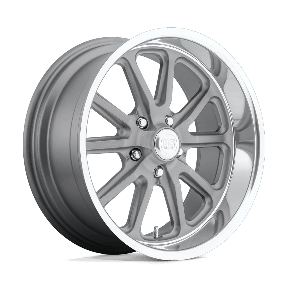 US Mag 1PC U111 RAMBLER 15x7 ET1 5x114.3 Textured Gray w/ Diamond Cut Lip