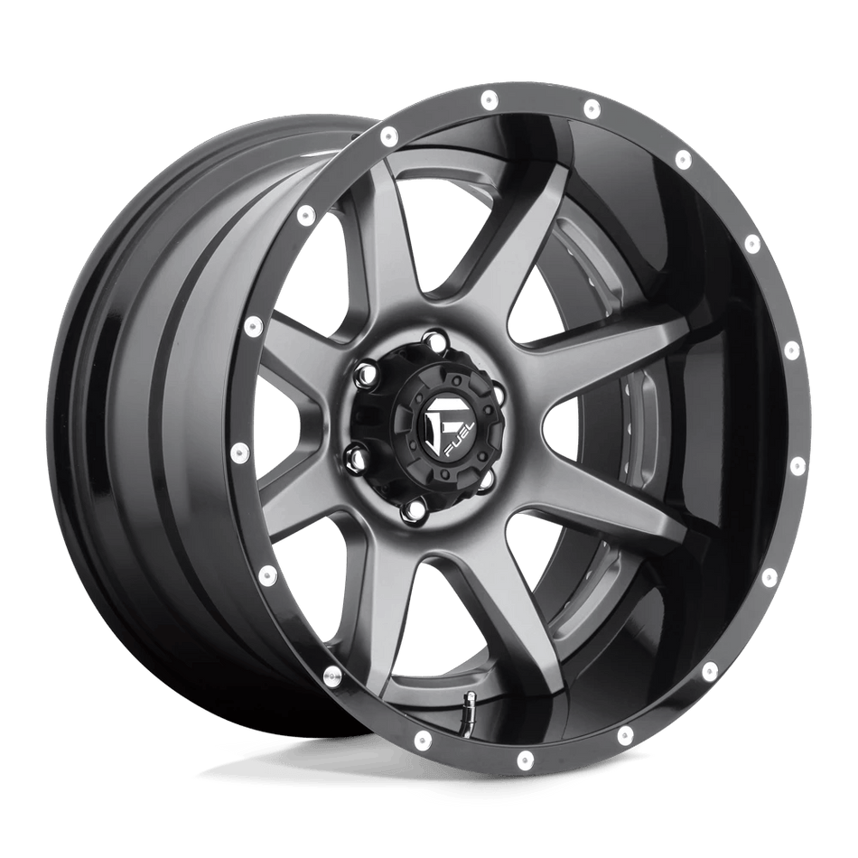 Fuel 2PC D238 RAMPAGE 22x14 ET-70 5x127 Matte Gunmetal Black Lip