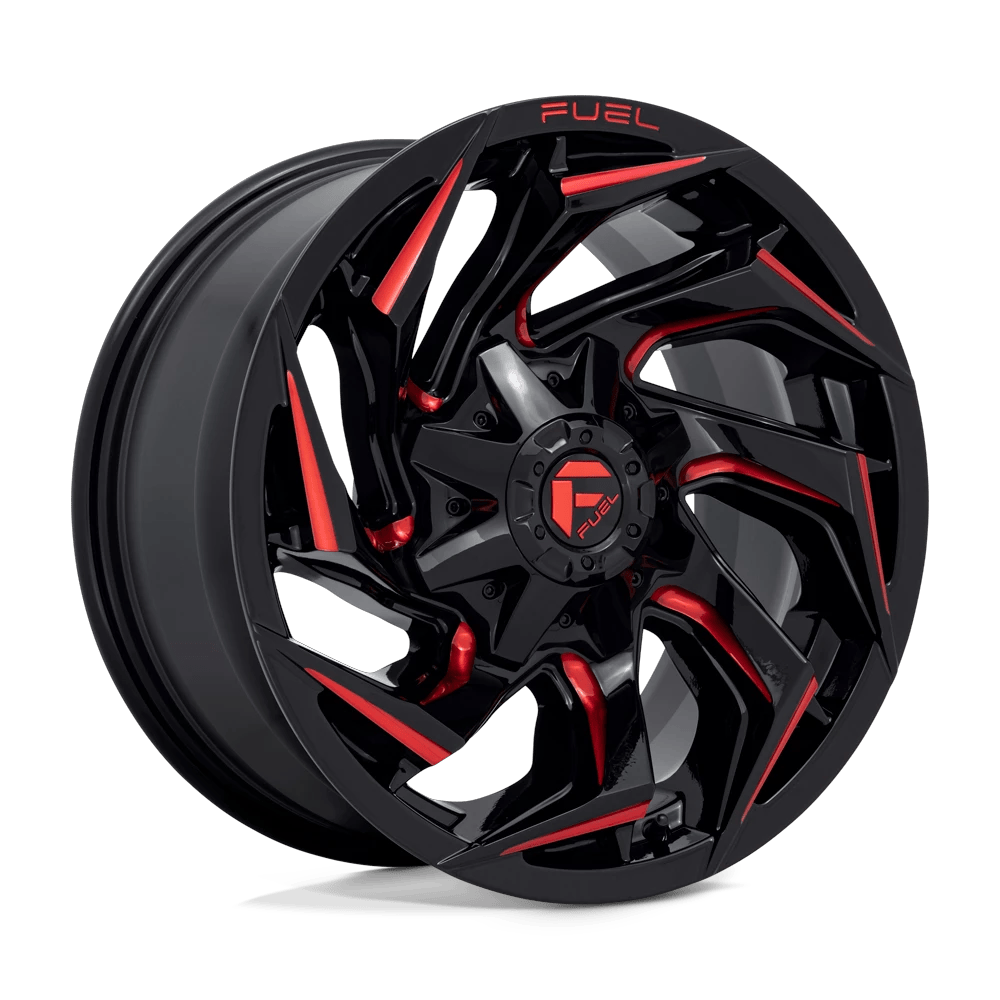 Fuel 1PC D755 REACTION 18x9 ET1 6x135/5.5 Gloss Black Milled w/ Red Tint