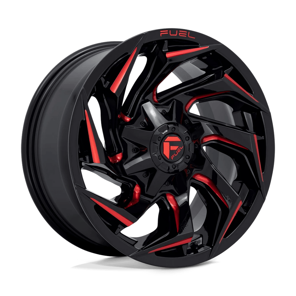 Fuel 1PC D755 REACTION 18x9 ET1 6x135/5.5 Gloss Black Milled w/ Red Tint