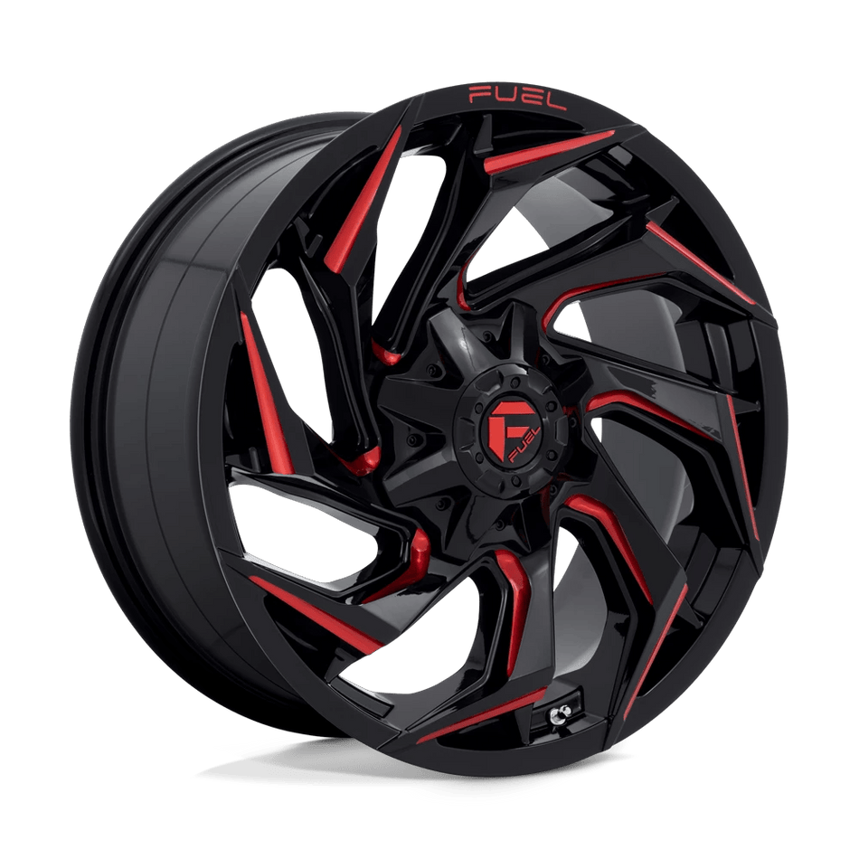 Fuel 1PC D755 REACTION 20x9 ET20 8x180 Gloss Black Milled w/ Red Tint