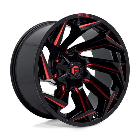 Fuel 1PC D755 REACTION 22x12 ET-44 8x165.1 Gloss Black Milled w/ Red Tint