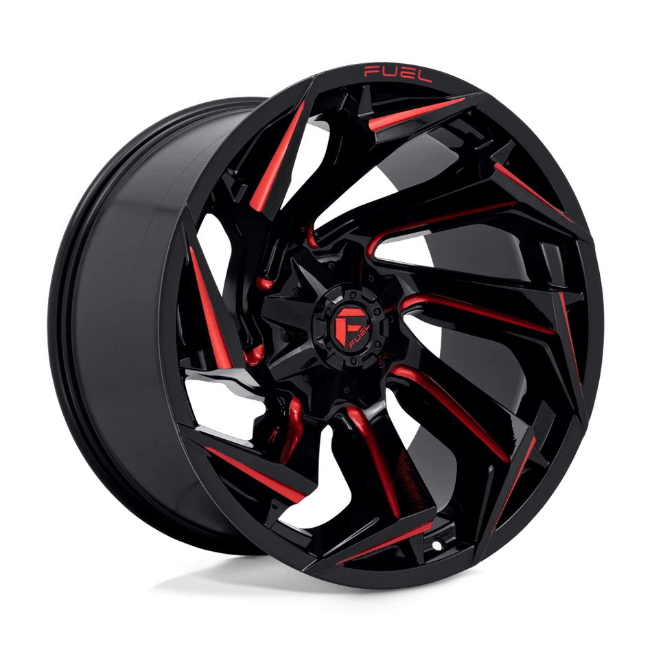 Fuel 1PC D755 REACTION 22x12 ET-44 8x165.1 Gloss Black Milled w/ Red Tint