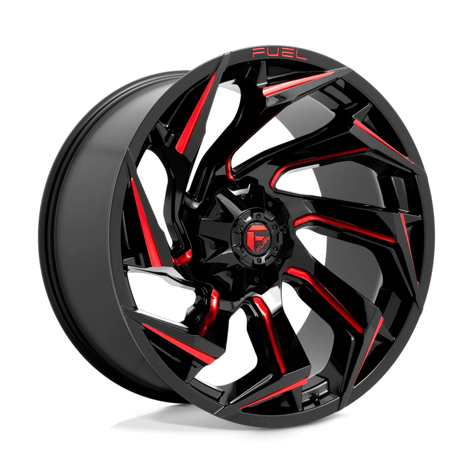 Fuel 1PC D755 REACTION 24x12 ET-44 8x170 Gloss Black Milled w/ Red Tint