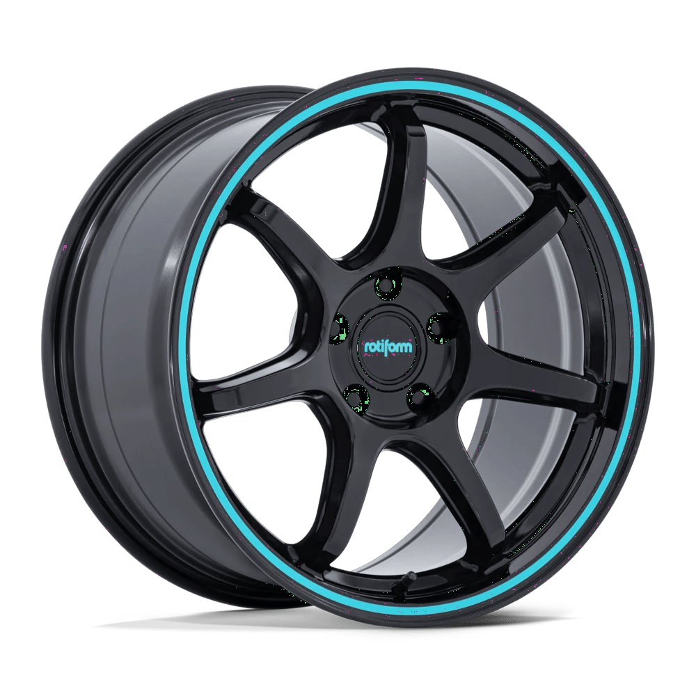 Rotiform RC208 BPU 19x8.5 ET25 5x112 Gloss Black w/ Teal Stripe
