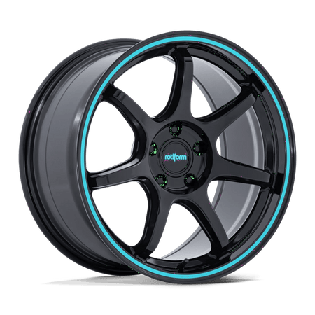 Rotiform RC208 BPU 19x10.5 ET35 5x112 Gloss Black w/ Teal Stripe