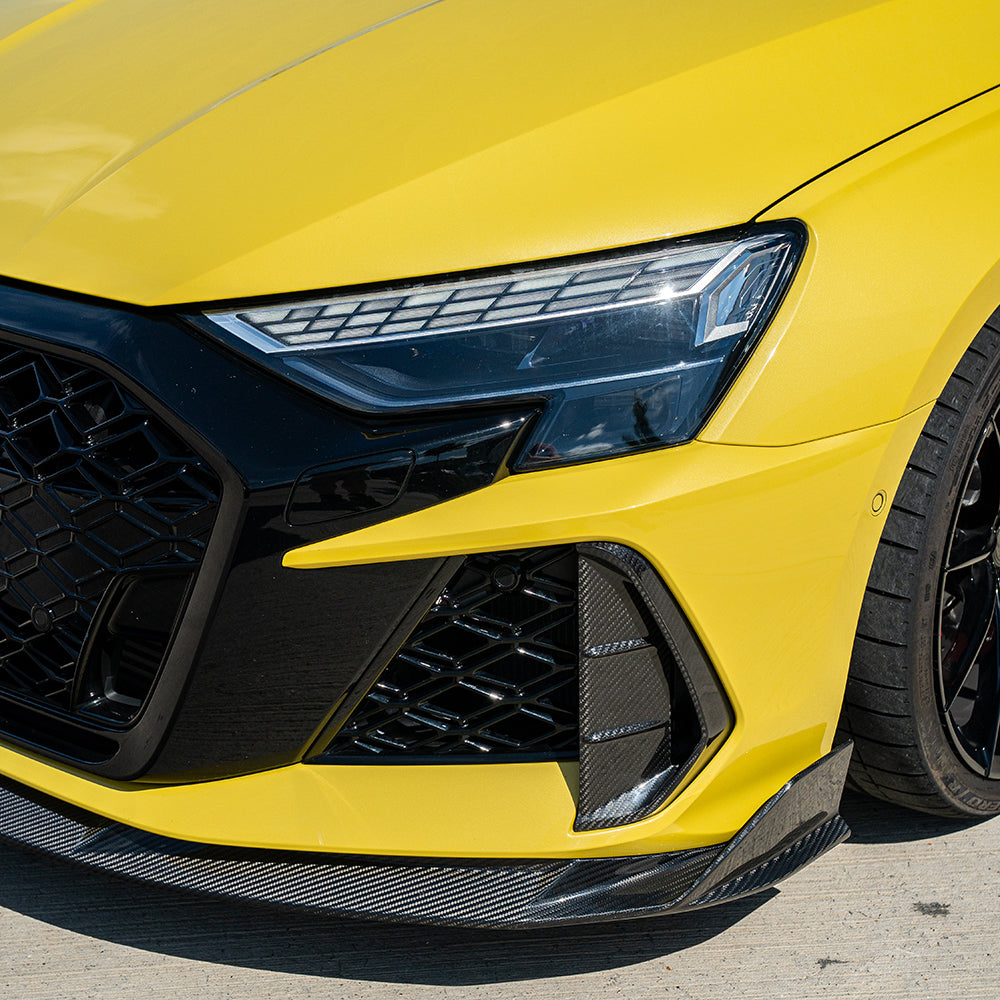 AUDI RS3 8Y 2025+ CARBON FIBRE FRONT BUMPER VENTS- CT DESIGN-Accessories-CT CARBON-CT Carbon - High-quality carbon fiber and gloss black aerodynamic parts for premium sports and luxury vehicles.