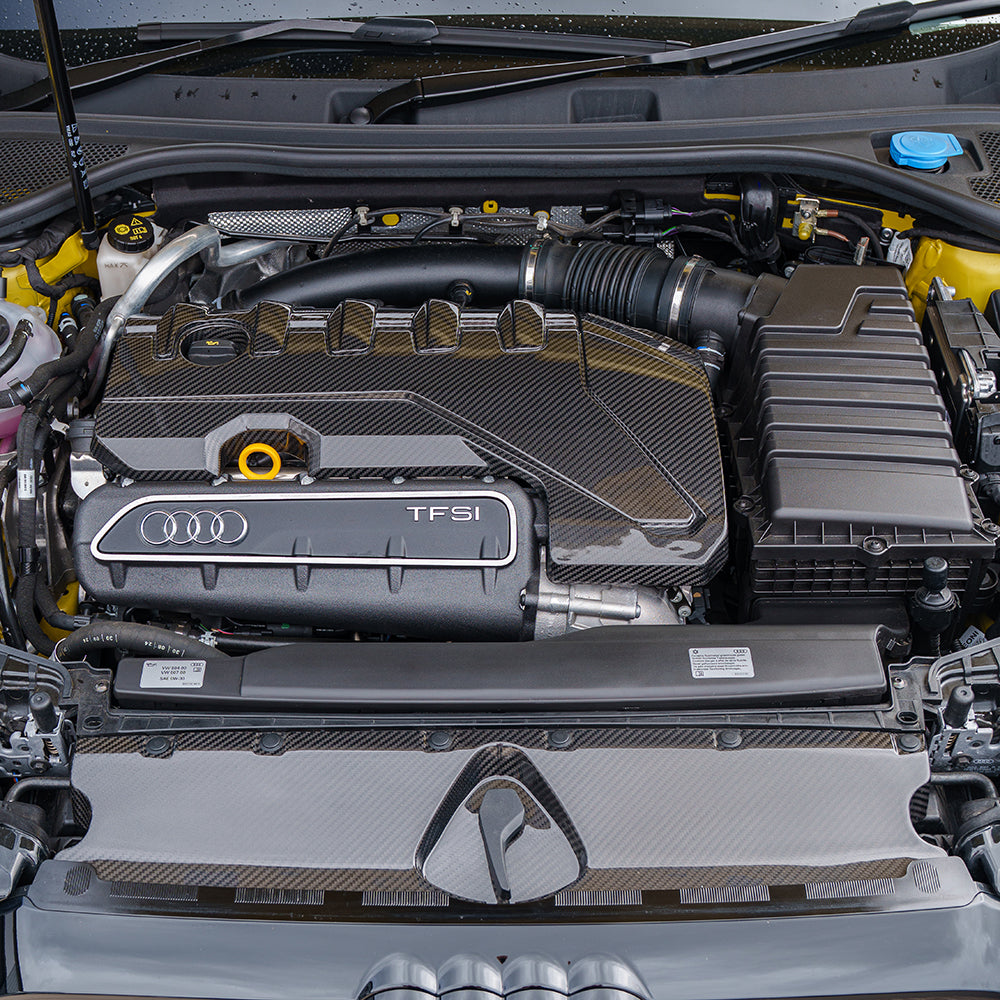 AUDI RS3 8Y 2020+ CARBON FIBRE ENGINE COVER-Accessories-CT CARBON-CT Carbon - High-quality carbon fiber and gloss black aerodynamic parts for premium sports and luxury vehicles.