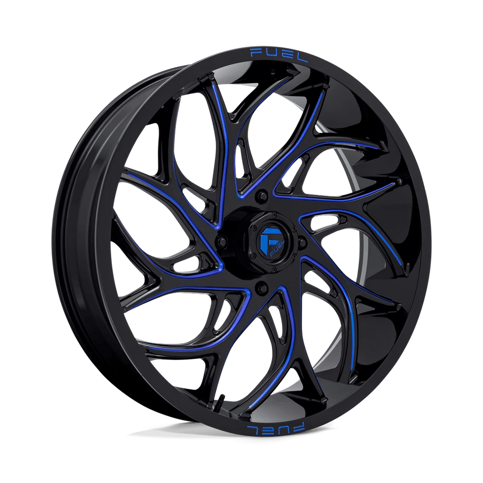 Fuel UTV D778 RUNNER UTV 24x7 ET13 4x156 Gloss Black Milled w/ Candy Blue Tint