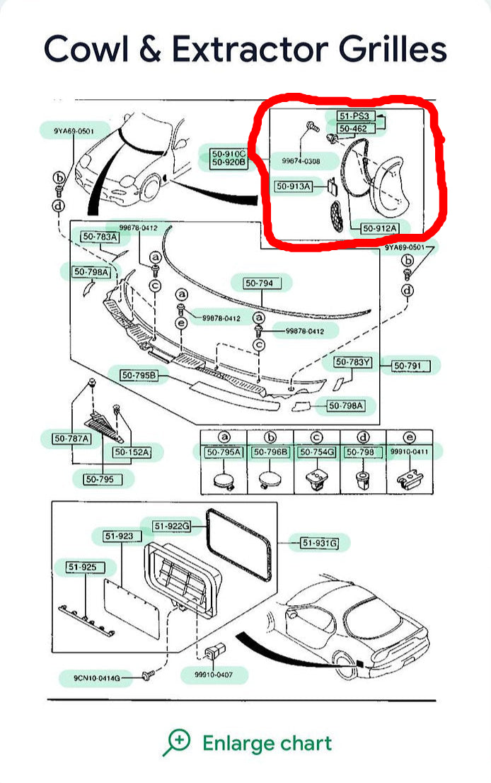 Mazda RX7 FD3S - Front Wing Grille / Mesh (50-910B/C)