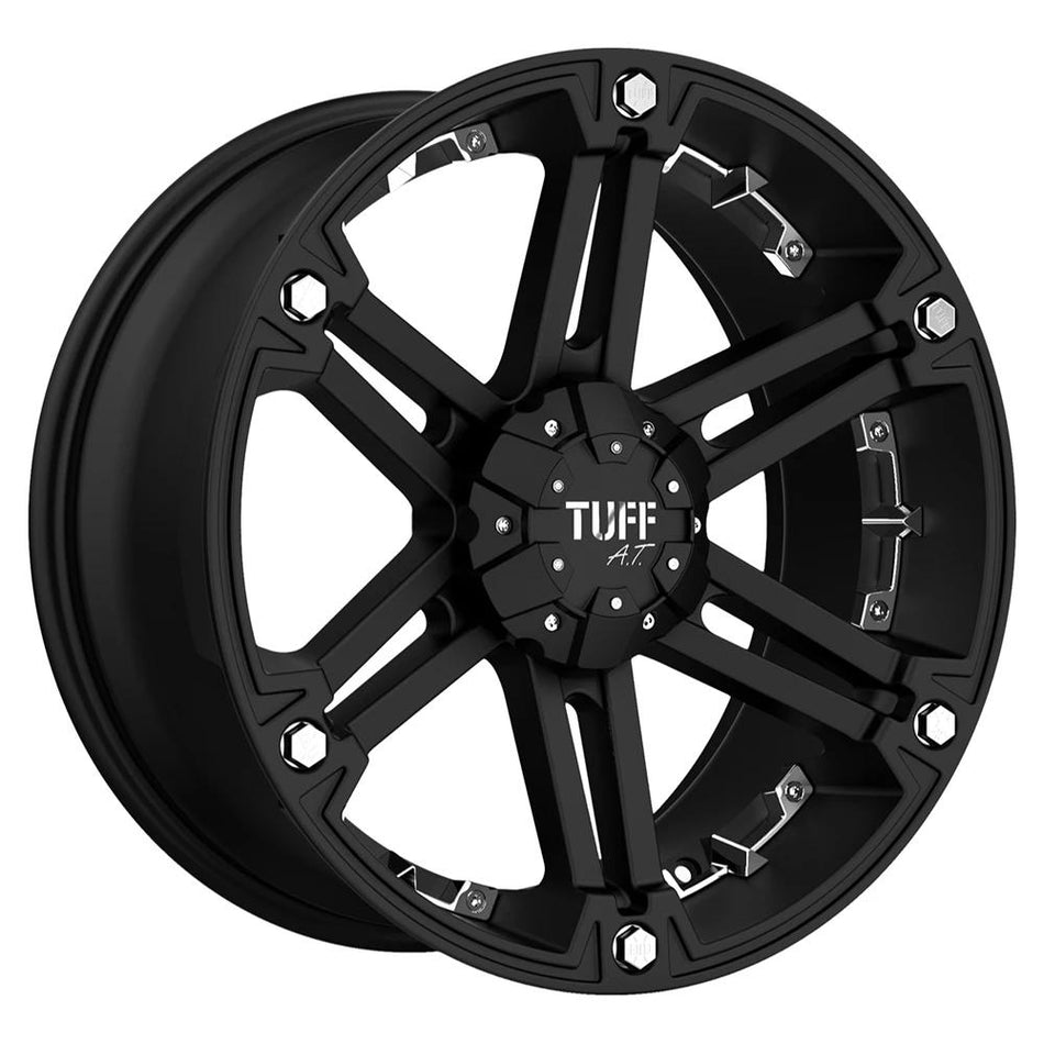 Tuff T01 20x9 ET10 6x139.7 Flat Black w/ Chrome Inserts