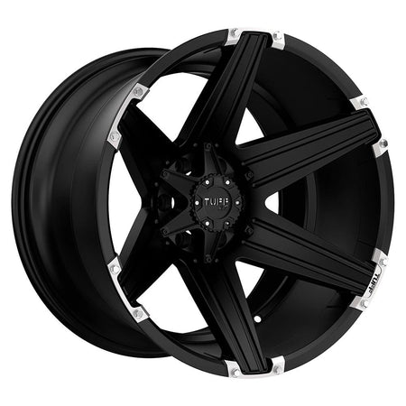 Tuff T12 20x12 ET-45 6x139.7 Satin Black w/ Brushed Inserts