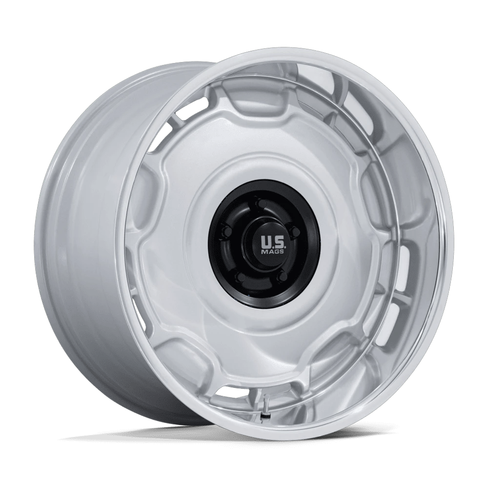 US Mag 1PC UC146 ARLINGTON 22x9 ET15 5x127 Silver Matte Black Center w/ Diamond Cut Lip