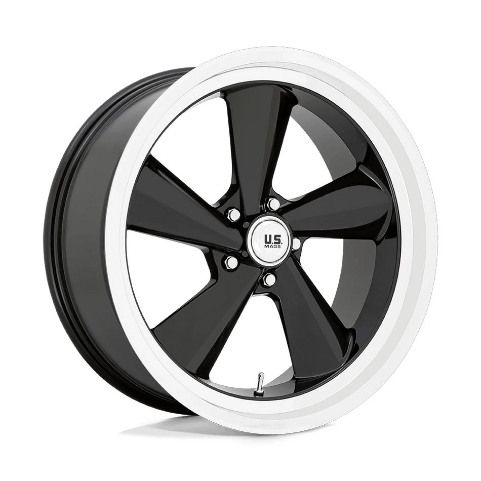 US Mag 1PC U136 TS 22x10.5 ET0 5x120.6 Gloss Black w/ Diamond Cut Lip